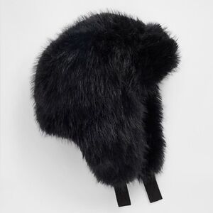 GAP Faux Fur Trapper Hat L/XL | Black Aviator Winter Hat | NWT Sold Out
